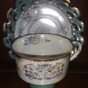 Set of 3- Antique China tea cups and saucers. -Royal crown #905.